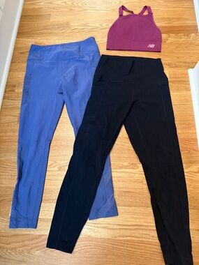 New Balance Black womens' sport bra & 2 Athletic Leggings